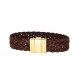 Bracelet cuir marron DIANGELO tressé avec fermoir doré - 196MFD