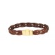 Bracelet cuir marron DIANGELO tressé avec fermoir doré - 225MFD