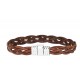 Bracelet cuir marron DIANGELO tressé avec fermoir argenté - 225MFA