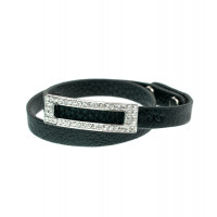 Bracelet Ikï double tour femme cuir noir modèle Fancy 