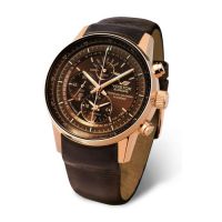 Montre VOSTOK Homme modèle Gaz World Timer Chrono New Marron et Rose Dorée - YM86-560B288