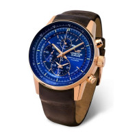 Montre VOSTOK Homme modèle Gaz World Timer Chrono New Bleue et Marron - YM86-560B289