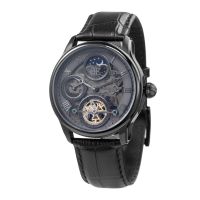 Montre LONGITUDE SHADOW Auto Dual Time EARNSHAW Homme Noir squelette - ES-8063-03