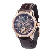 Montre LONGITUDE SHADOW Auto Dual Time EARNSHAW Homme Marron squelette - ES-8063-06