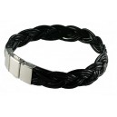 Bracelet Cuir homme 8 brins tressés noirs REN004