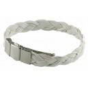 Bracelet Cuir 8 brins tressés blancs REN001