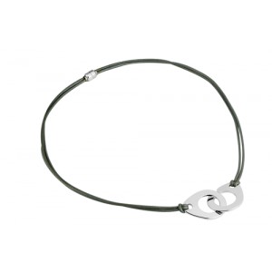 Collier Cuir Gris menottes DIANGELO REN042