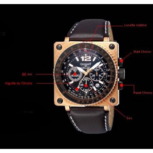 Montre GUIONNET Flight BR1300PG Chronographe "Golden Flight Master"