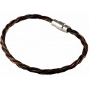 Bracelet en Crin de cheval Double tresse torsadée marron R1M