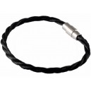 Bracelet en Crin de cheval Double tresse torsadée noir R1N